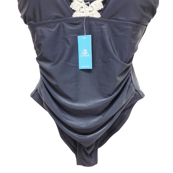 Cupshe Womens Black One-Piece Swimsuit Lace Trim Adjustable Straps Size Size 0X - Picture 4 of 6